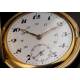 Elegante Reloj de Bolsillo Alemán Chapado en Oro. Años 30 del Siglo XX. En Estuche Original y Funcionando