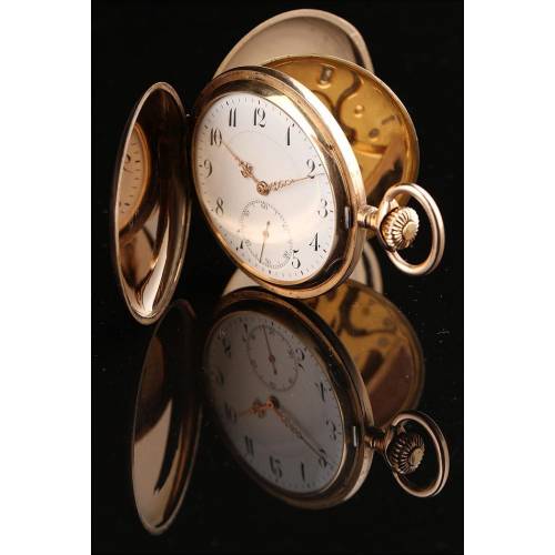 Elegante Reloj de Bolsillo Suizo en Oro Macizo de 14K. Fabricado en 1870. Perfecto Funcionamiento