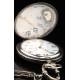 Precioso Reloj de Bolsillo en Plata Nielada. Alemania, 1902. En Muy Buen Estado y Funcionando