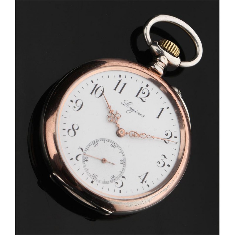 Reloj de Bolsillo Longines Fabricado en Plata en 1901. En Perfecto Funcionamiento