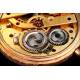 Valioso Reloj de Bolsillo Suizo de Oro Macizo, Ca. 1860. Decorado con Grabados. Contrastado