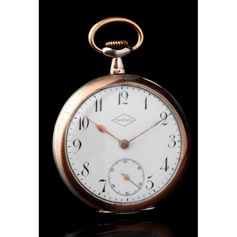 Precioso Reloj de Bolsillo de Plata Maciza Estilo Art Nouveau. Suiza, 1910