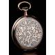 Precioso Reloj de Bolsillo de Plata Maciza Estilo Art Nouveau. Suiza, 1910