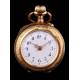 Beautiful Gold Plated Pendant Clock. Year 1900, Original Case. Working