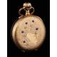 Beautiful Gold Plated Pendant Clock. Year 1900, Original Case. Working