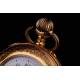 Beautiful Gold Plated Pendant Clock. Year 1900, Original Case. Working