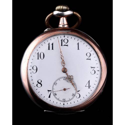 Elegante Reloj de Bolsillo Suizo de Plata Maciza. Fabricado Circa 1900. Funcionando