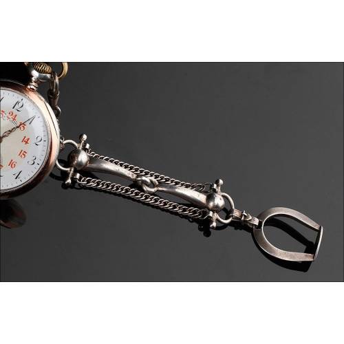 Fine Silver Catalina Pocket Watch, Manufactured Circa 1920. Equestrian Design