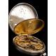 Precioso Reloj de Bolsillo de Plata. Francia, Circa 1850. Maquinaria Labrada a Mano