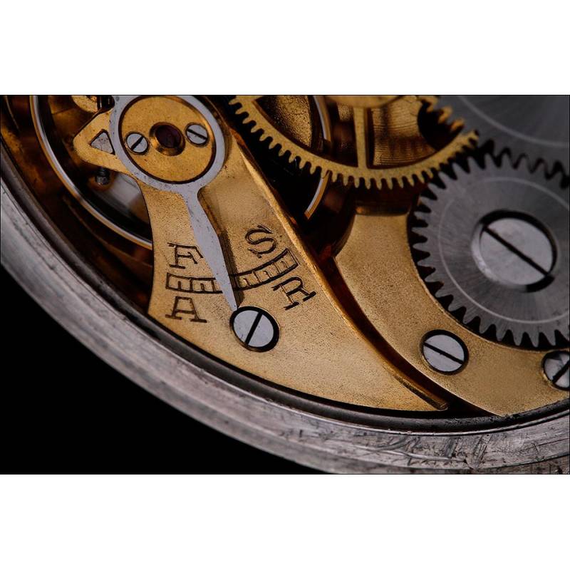 Reloj de Bolsillo Omega de Plata Maciza. Suiza, Circa 1920. En Perfecto  Funcionamiento