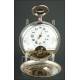 Magnífico Reloj de Bolsillo Hebdomas en Plata, Bien Conservado y Funcionando. Circa 1900