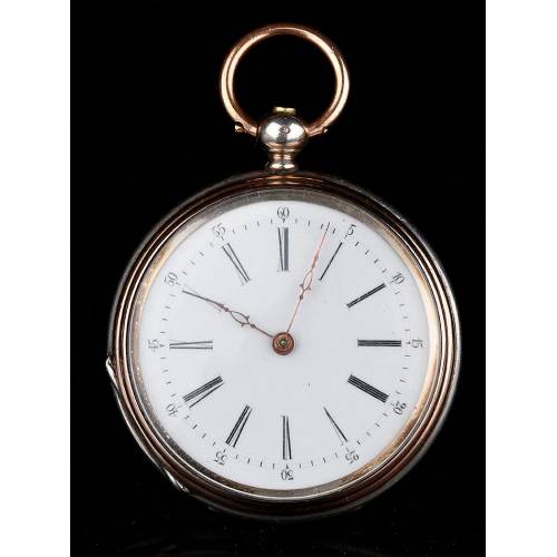 Precioso Reloj Suizo de Plata Maciza Fabricado en 1850. Antiguo y Bien Conservado. En Funcionamiento