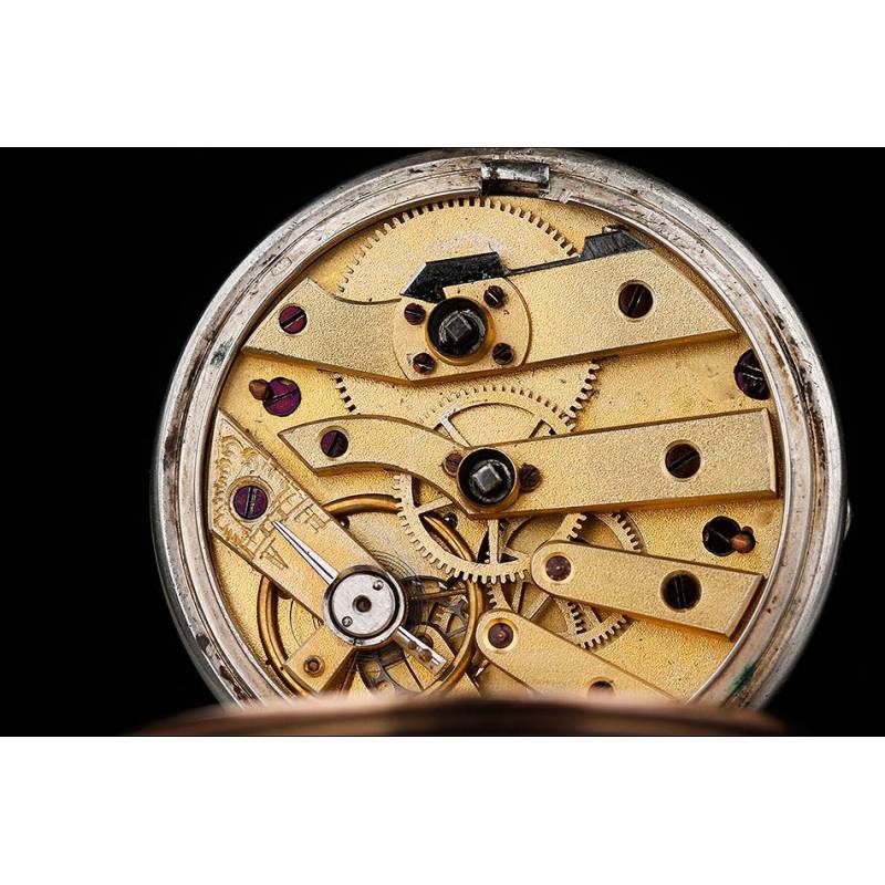 Precioso Reloj Suizo de Plata Maciza Fabricado en 1850. Antiguo y Bien Conservado. En Funcionamiento