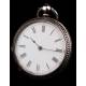 Reloj de Bolsillo Suizo de Gran Elegancia, Fabricado en Plata en el Año 1850. Con Contrastes y en Funcionamiento