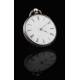 Reloj de Bolsillo Suizo de Gran Elegancia, Fabricado en Plata en el Año 1850. Con Contrastes y en Funcionamiento