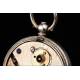 Reloj de Bolsillo Suizo de Plata Maciza. Esfera Esmaltada a Mano. Circa 1870, Funcionando