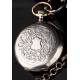 Swiss Solid Silver Pocket Watch, Manufactured in Switzerland in the 19th Century. Carved and Functioning.