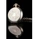 Swiss Solid Silver Pocket Watch, Manufactured in Switzerland in the 19th Century. Carved and Functioning.