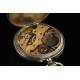 Swiss Solid Silver Pocket Watch, Manufactured in Switzerland in the 19th Century. Carved and Functioning.