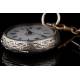 Beautiful English Pocket Watch in Solid Silver. With Key and Chain. Year 1885