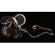 Beautiful English Pocket Watch in Solid Silver. With Key and Chain. Year 1885