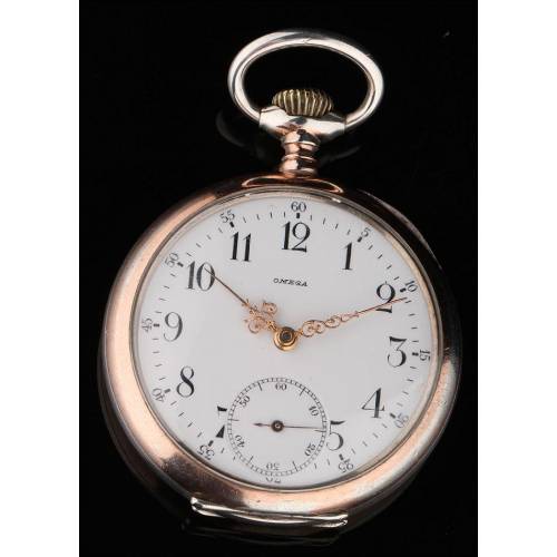 Magnífico Reloj de Bolsillo de Plata Maciza Marca Omega. Año 1920, Funcionando Perfectamente