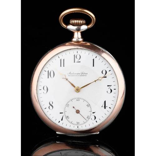 Exclusivo Reloj de Bolsillo Audemars Fréres en Plata Maciza, Fabricado Circa 1915. Contrastado y Funcionando