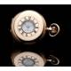 Reloj de Bolsillo Inglés Chapado en Oro Tipo Semi-Cazador, Años 20. Funcionando Perfectamente