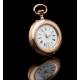 Espectacular Reloj de Bolsillo de Oro Macizo de 14K, Contrastado y Funcionando. Suiza en el año 1890