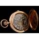 Magnífico Reloj de Bolsillo - Cronómetro Suizo de Oro Macizo de 18 K, Fabricado Circa 1890. Contrastado