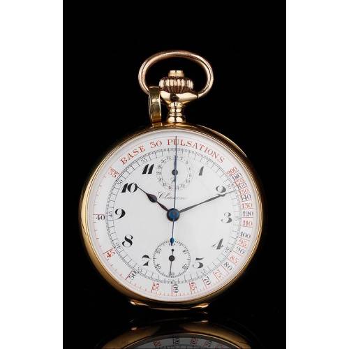 Reloj de Bolsiilo - Cronómetro Para Médico en Oro Macizo de 18K. Suiza, Circa 1910. En Perfecto Estado y Funcionando