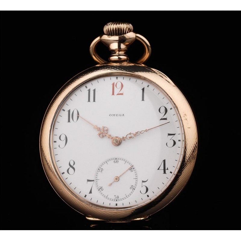 Precioso Reloj de Bolsillo Omega Chapado en Oro. Año 1920. Muy Bien Conservado y Funcionando