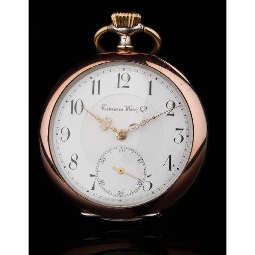 Elegante Reloj de Bolsillo Tavannes de Plata Maciza. 1920. Contrastado y Funcionando
