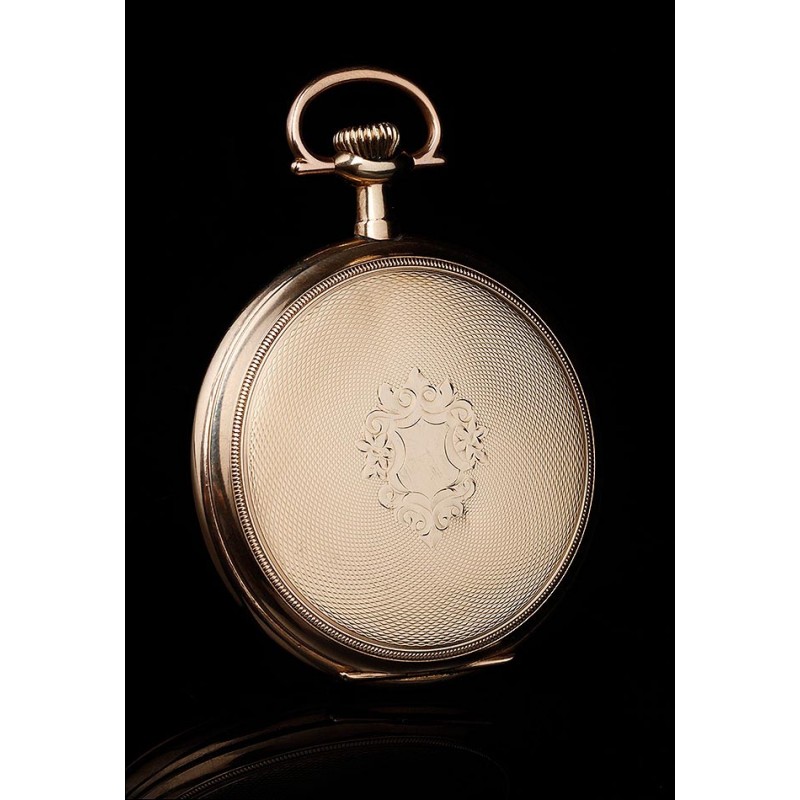 Precioso Reloj de Bolsillo Elgin Chapado en Oro, Funcionando Muy Bien. EEUU, Circa 1920