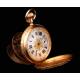 Antiguo Reloj de Bolsillo Ginebrino Jacot & Cie en Oro de 18 K. Suiza, Circa 1900