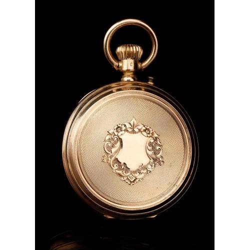 Antique Paul Boch 18K Solid Gold Pocket Watch. Switzerland, Circa 1890.