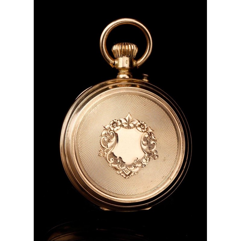 Antiguo Reloj de Bolsillo Paul Boch en Oro Macizo de 18 K. Suiza, Circa 1890