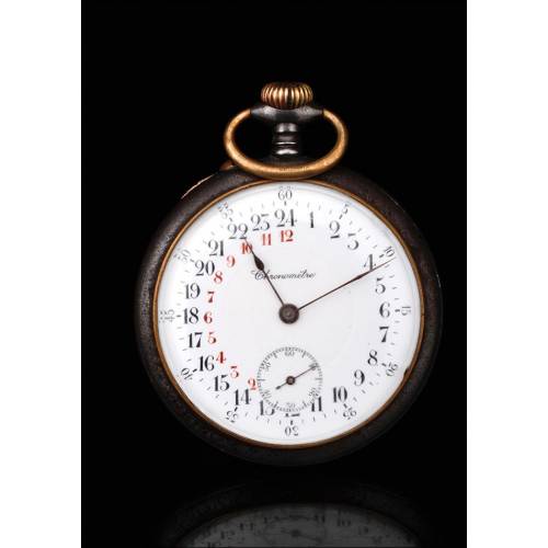 Raro Reloj de Bolsillo de Minero con las 24 Horas. Suiza, Circa 1900