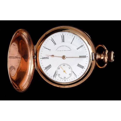 Antiguo Reloj de Bolsillo Waltham de Oro Macizo de 14K. Estados Unidos, 1899
