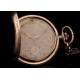 Reloj de Bolsillo Chapado en Oro con Leontina Negra. Suiza, Años 30