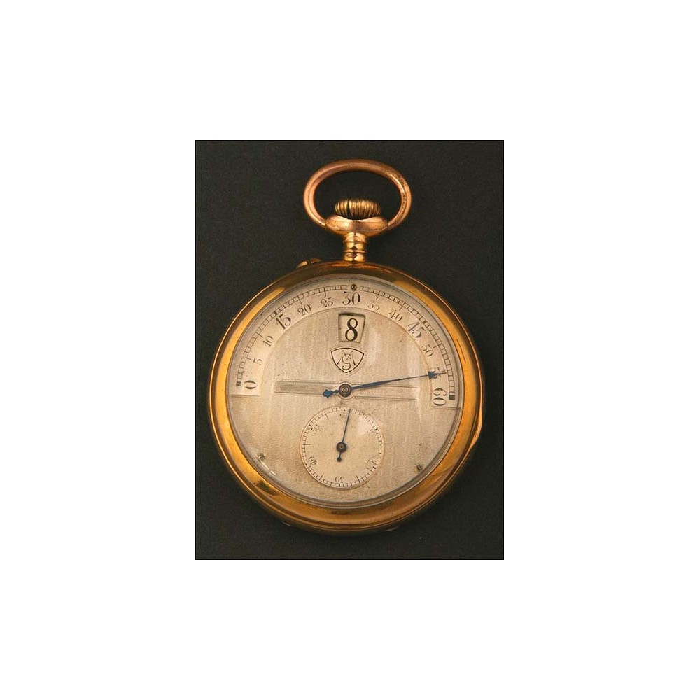 Swiss Art Nouveau jump type pocket watch. Circa 1910