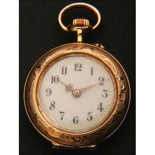 Pocket watch in 14K solid gold. 29 mm