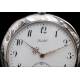 Antiguo Reloj de Bolsillo Baltik, de Plata Nielada y con Decoración. Suiza, 1915
