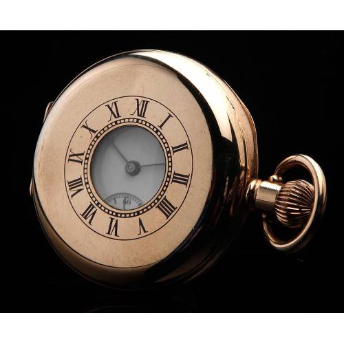 Handsome Waltham Gold Plated Semi-Hunter Type Clock. England-USA, 1908