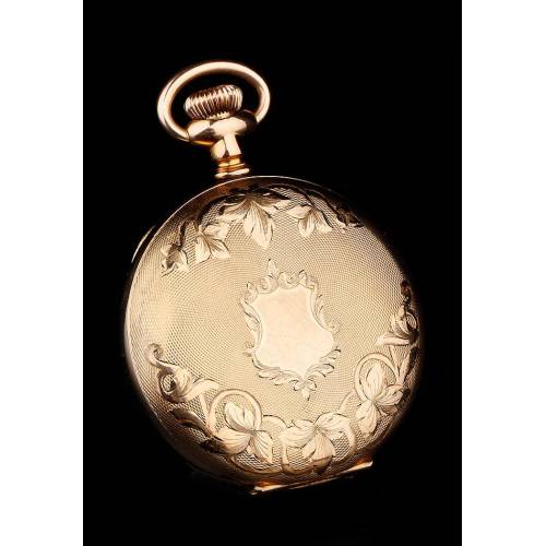 Antiguo Reloj de Bolsillo Elgin Chapado en Oro. Estados Unidos, 1908