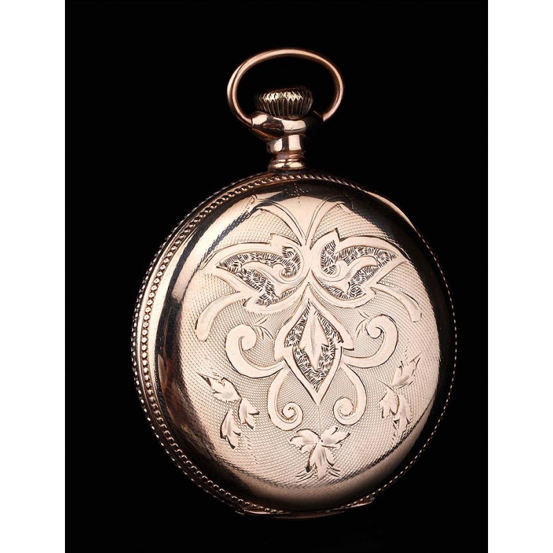 Fantástico Reloj de Bolsillo Elgin Chapado en Oro. Estados Unidos, 1900