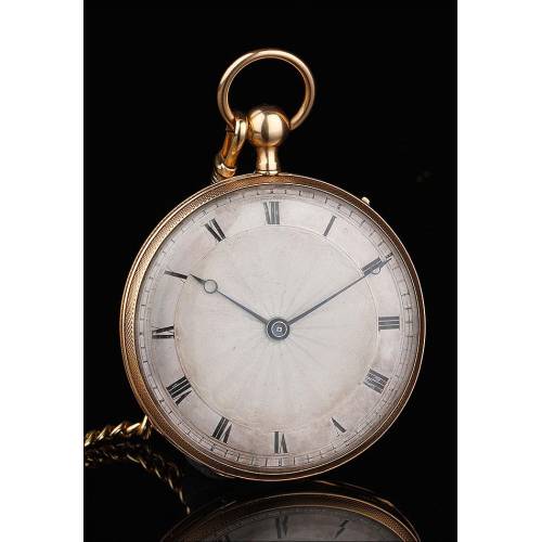 Precioso Reloj de Bolsillo de Oro de 18K con Sonería a Cuartos. Francia, Circa 1830