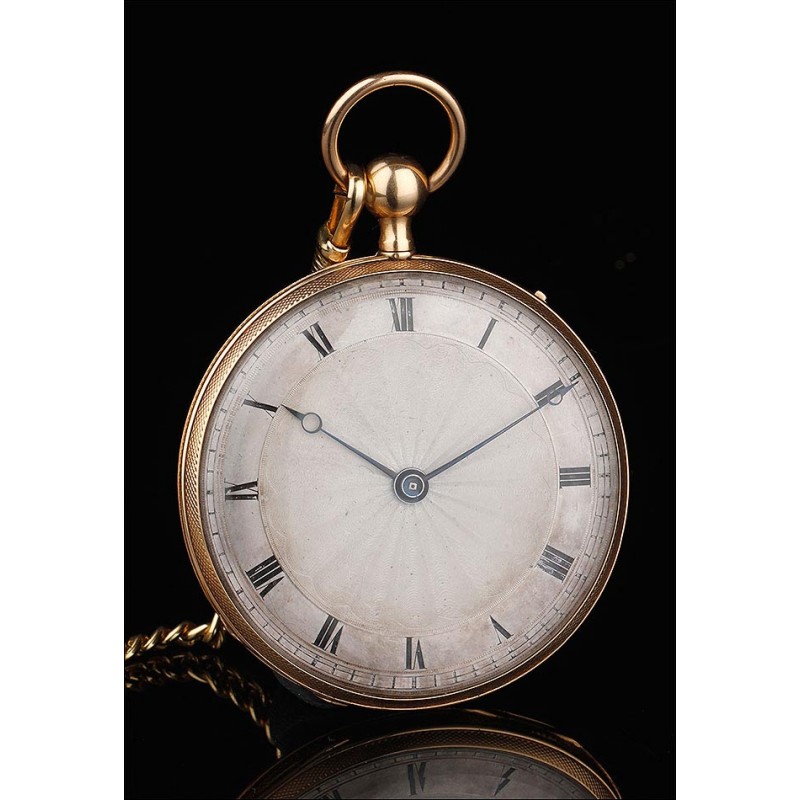 Precioso Reloj de Bolsillo de Oro de 18K con Sonería a Cuartos. Francia, Circa 1830