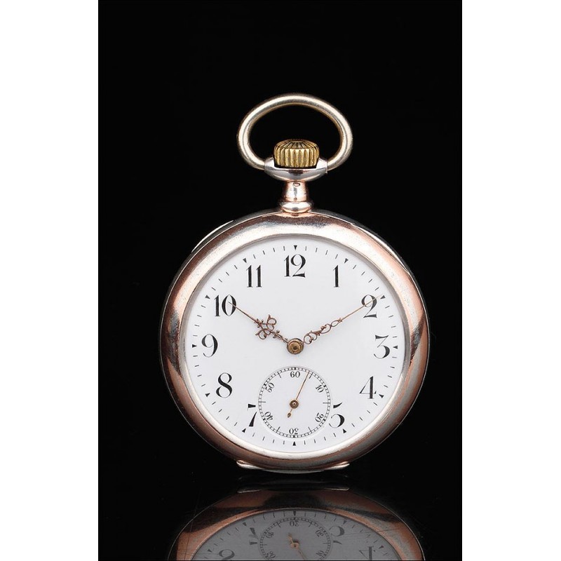 Antiguo Reloj de Bolsillo Zenith de Plata Maciza. Suiza, 1905