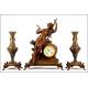 Antique mantel clock with garnish. Chime. S. XIX